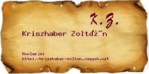 Kriszhaber Zoltán névjegykártya